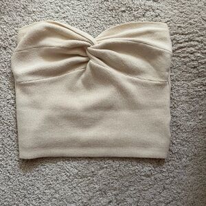Cream Strapless Twist Tube Top